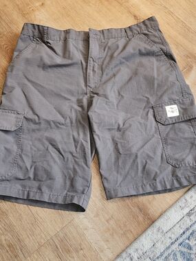 Buffalo Outdoors Ripstop Cargo Shorts Mens 34 Grey Utility Workwear Hiking